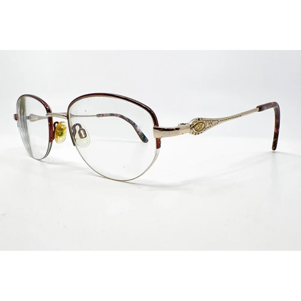 Sophia Loren Eyeglasses Womens Gold Burgundy M304 Half Rim Oval Frames 51-17-135